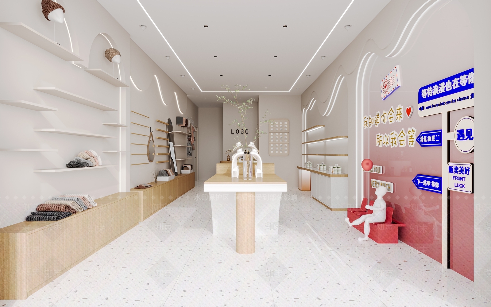 现代奶油服装店3D模型下载【ID:1201136082】