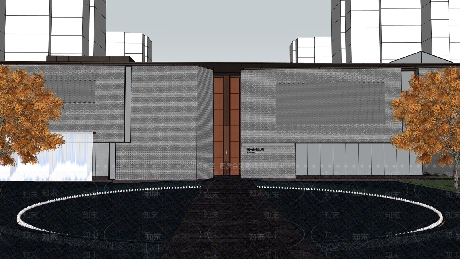 现代新中式售楼处建筑SU模型下载【ID:1201136684】