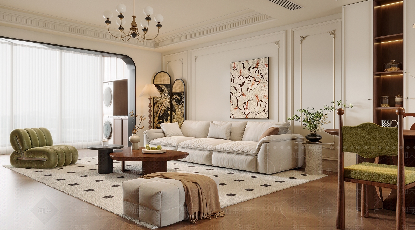 法式客餐厅3D模型下载【ID:1201137631】