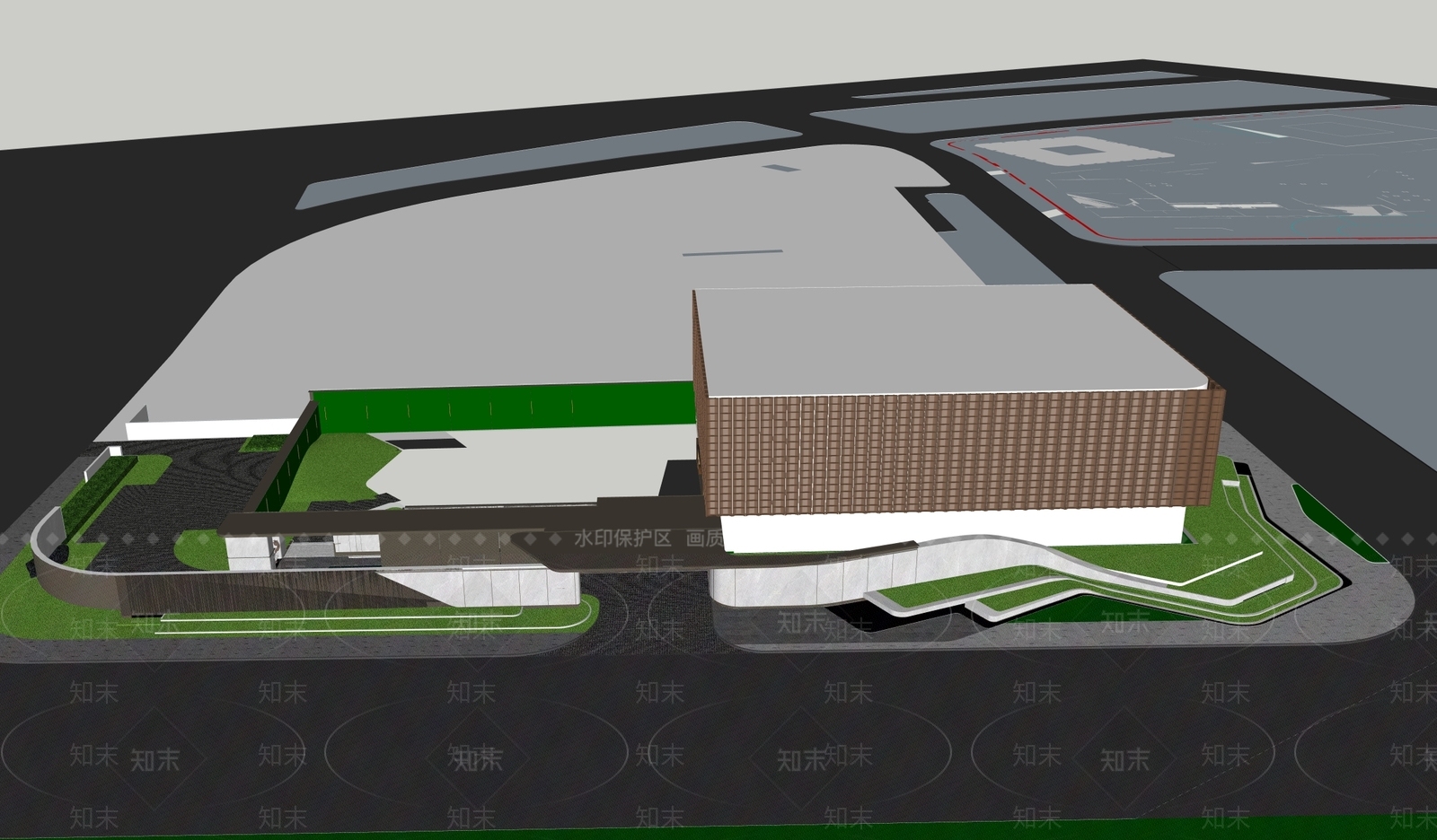 现代新中式售楼处建筑SU模型下载【ID:1201137801】