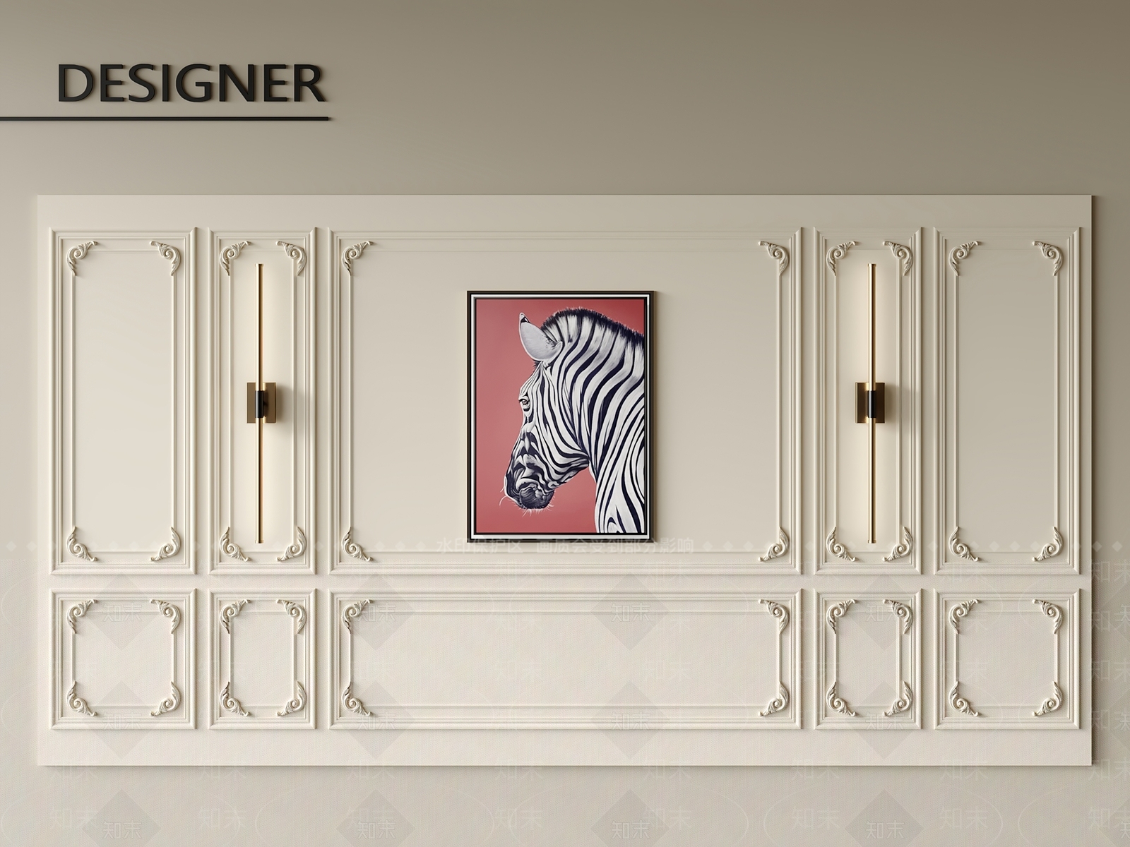 法式沙发背景墙3D模型下载【ID:1201137978】