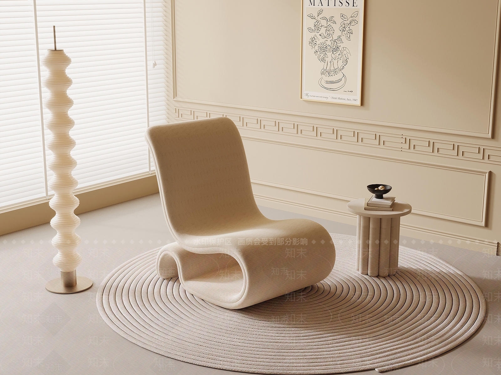 现代奶油单人沙发SU模型下载【ID:1201139224】