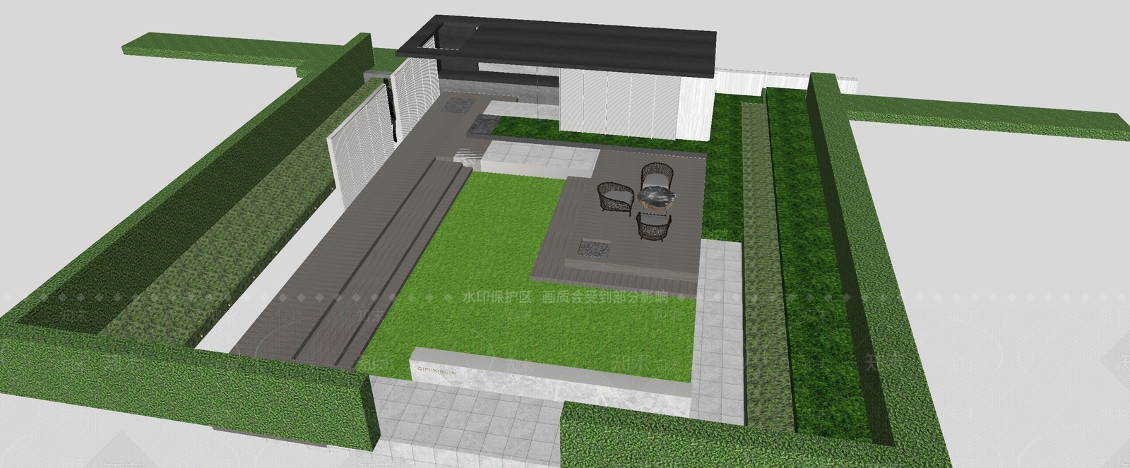 现代小区景观SU模型下载【ID:1201140705】