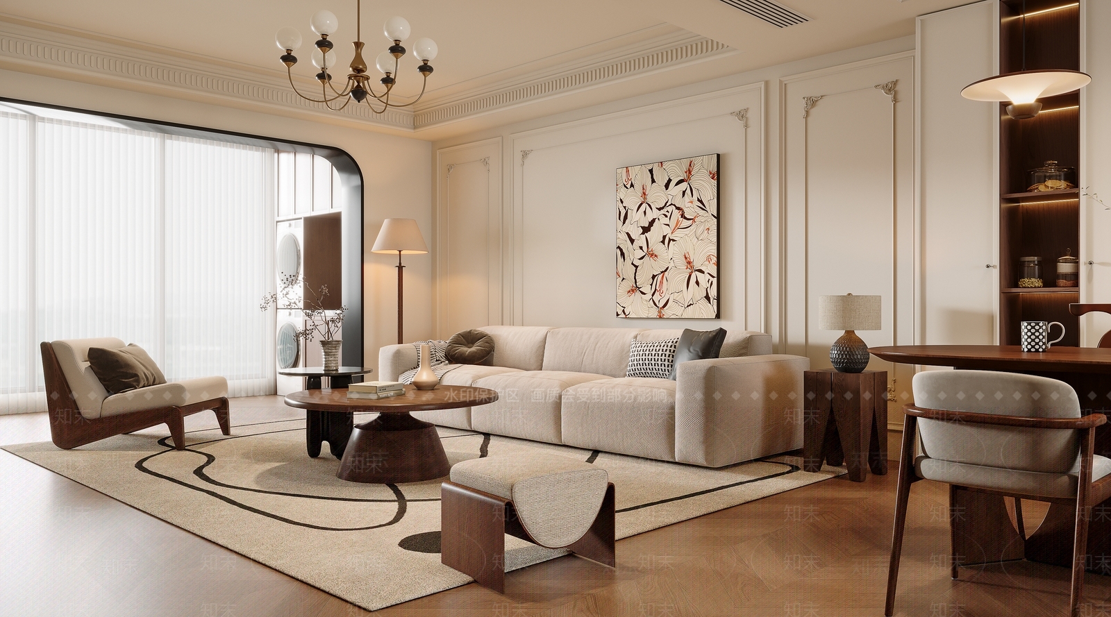 法式家居客厅3D模型下载【ID:1201147636】