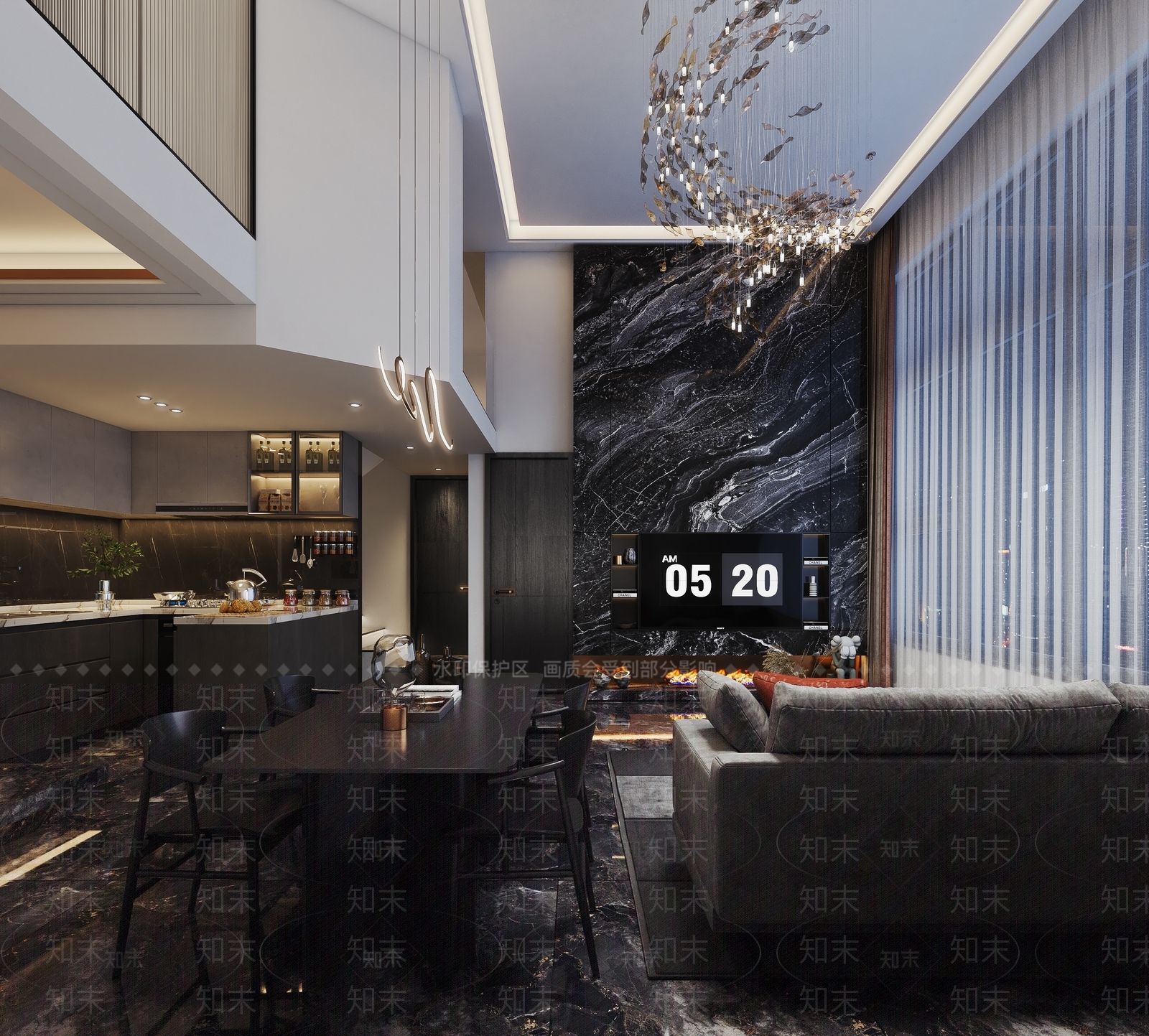 现代工业家居客厅3D模型下载【ID:1201143972】