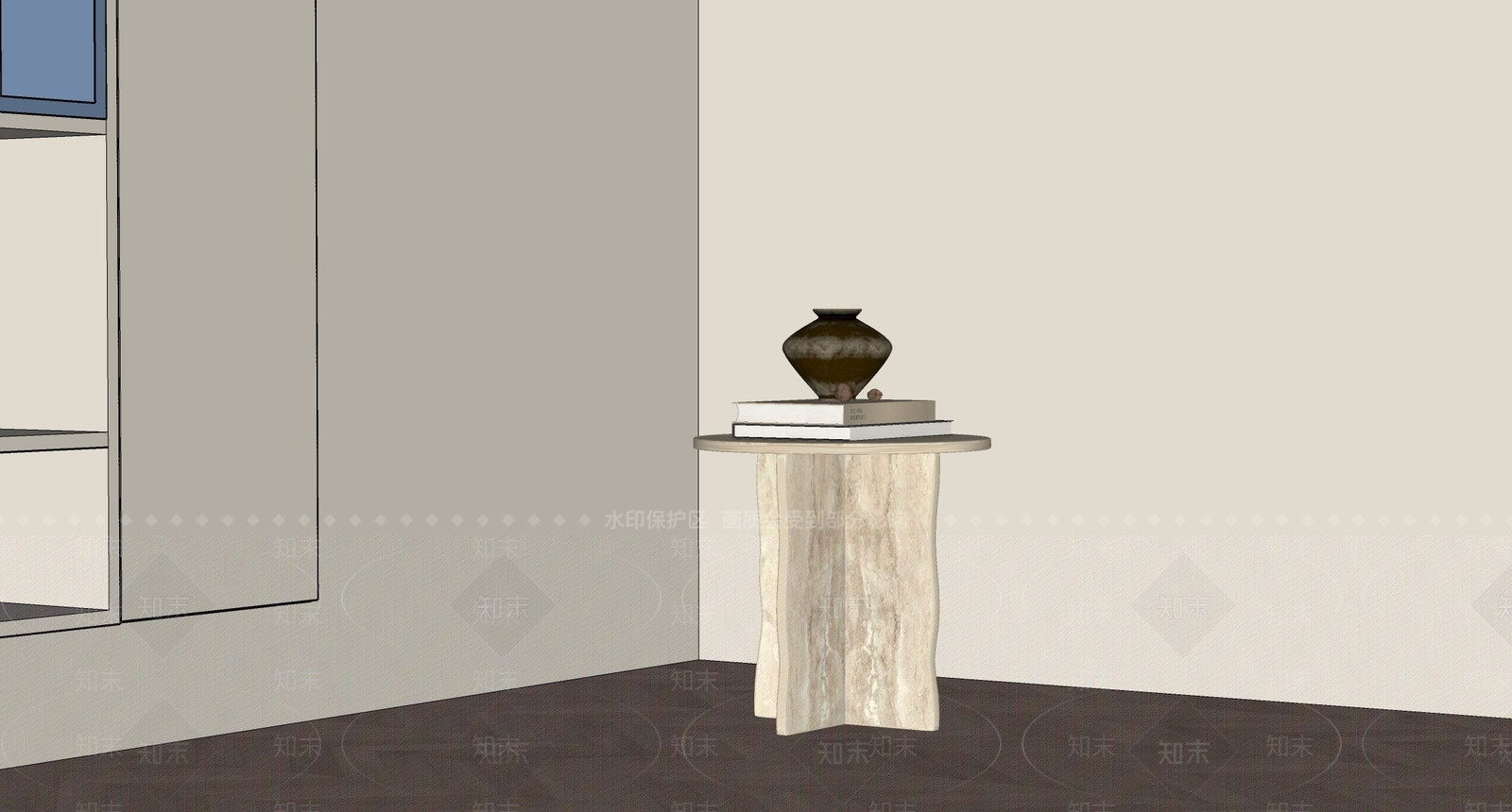 中古侘寂边几SU模型下载【ID:1201144490】