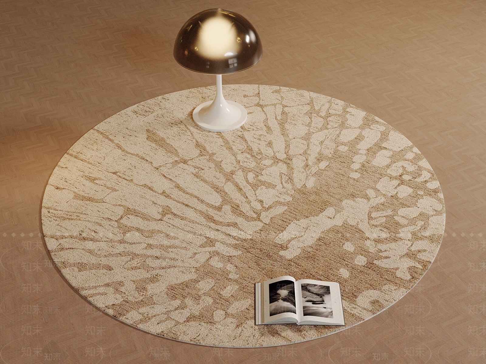 新中式中式圆形地毯3D模型下载【ID:1201145326】