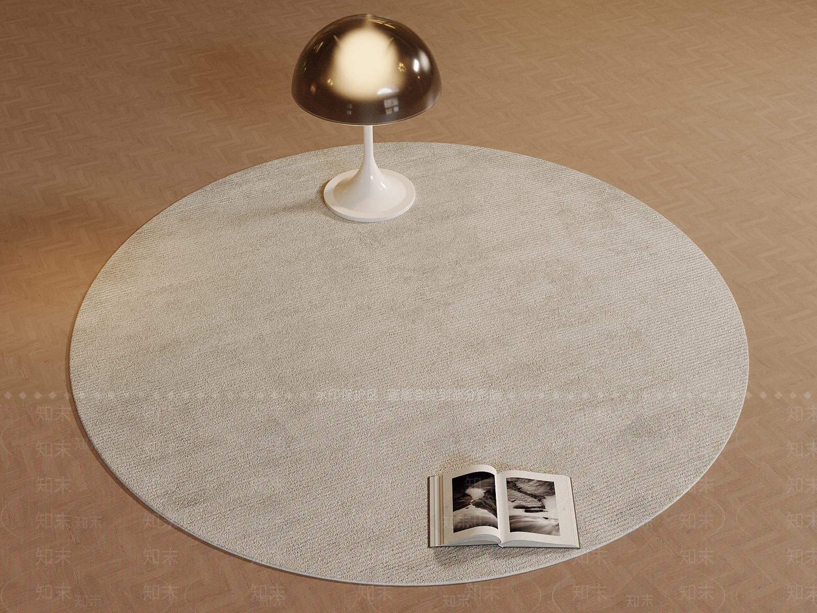 现代轻奢圆形地毯3D模型下载【ID:1201145308】