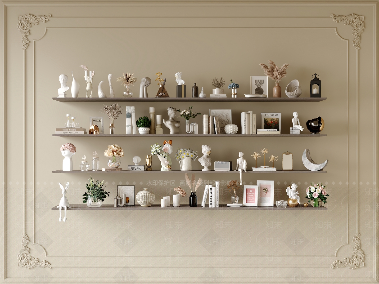 法式摆件组合3D模型下载【ID:1201147463】