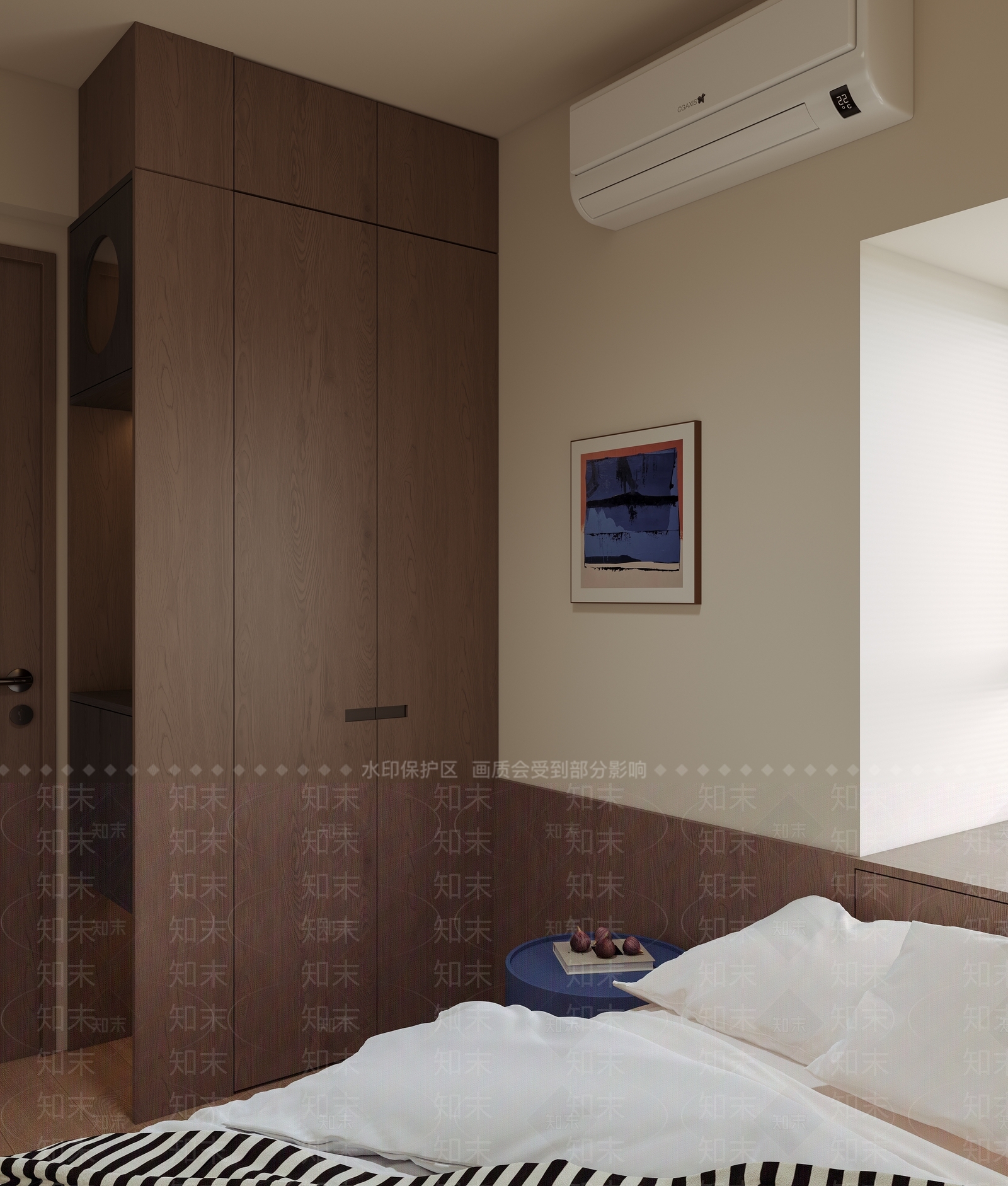 复古侘寂榻榻米卧室3D模型下载【ID:1201148757】