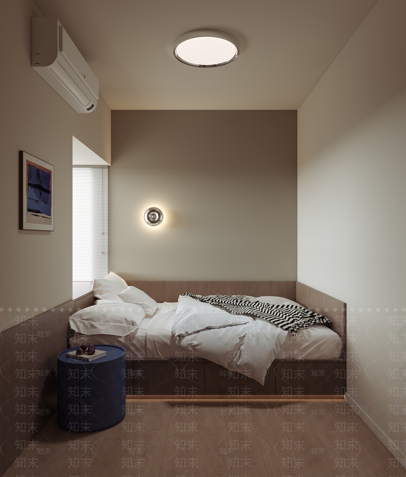 复古侘寂榻榻米卧室3D模型下载【ID:1201148757】