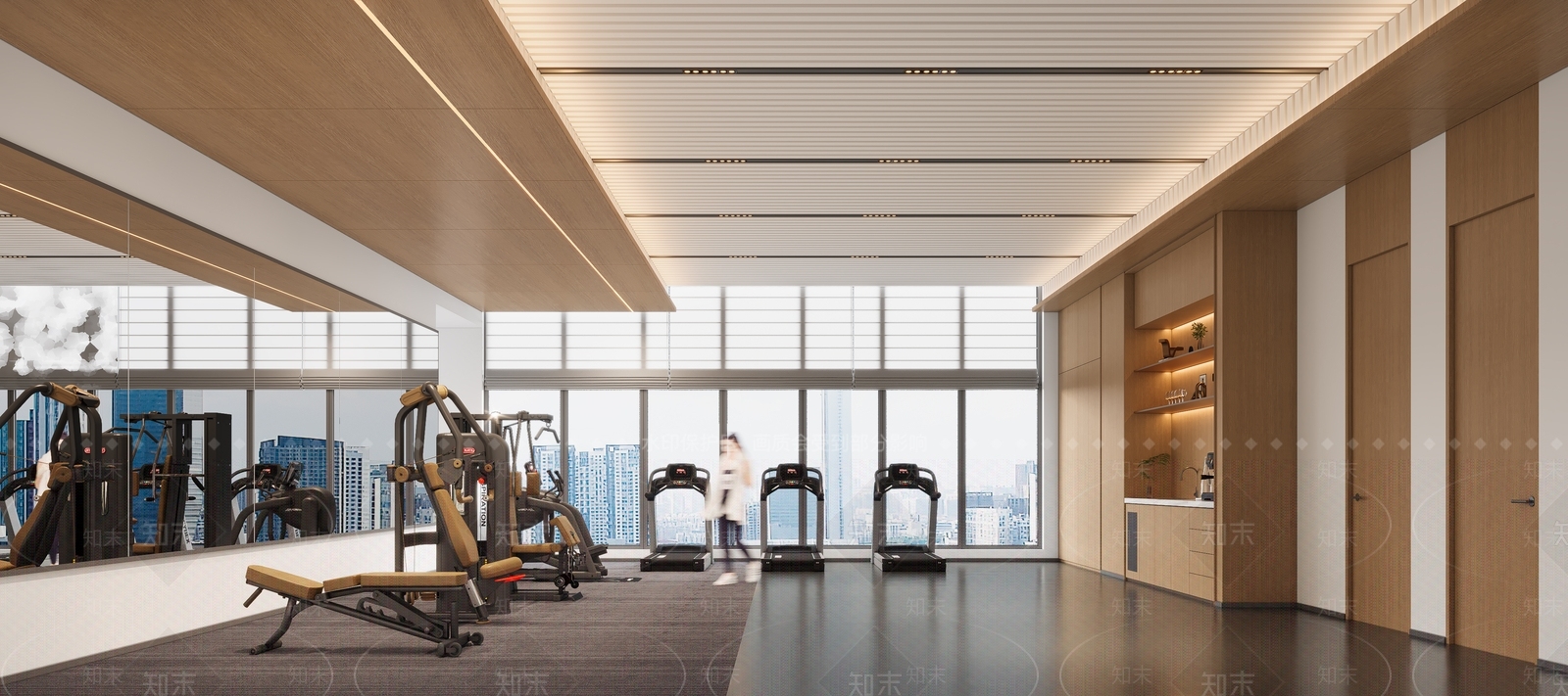 现代原木健身房3D模型下载【ID:1201153810】