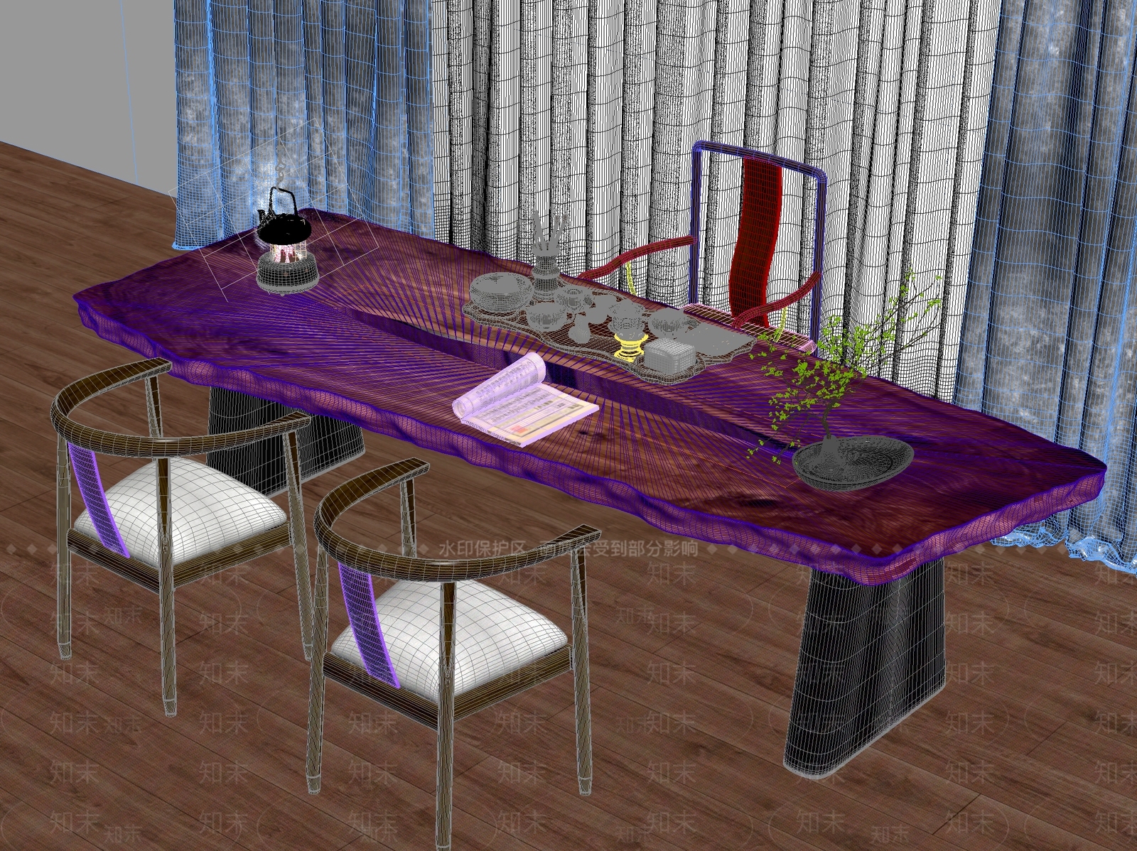 新中式中式茶桌椅3D模型下载【ID:1201154848】