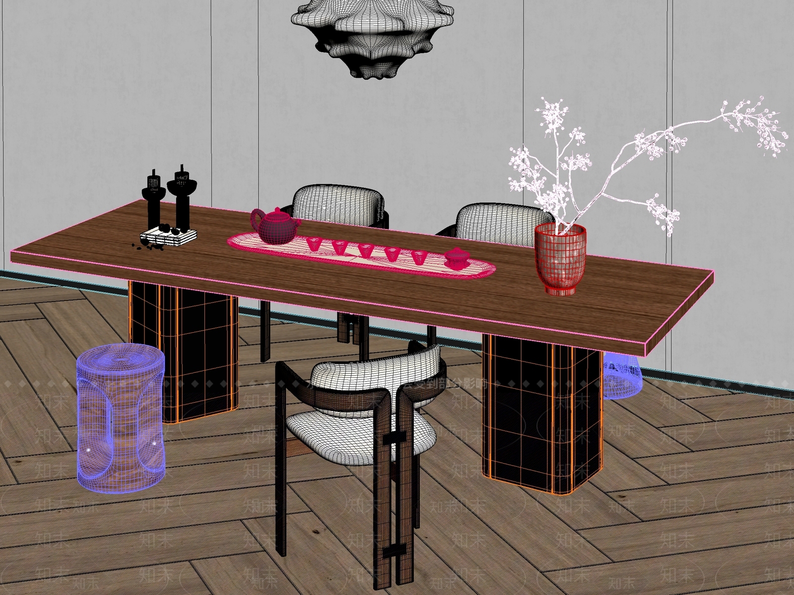 新中式中式茶桌椅3D模型下载【ID:1201155040】
