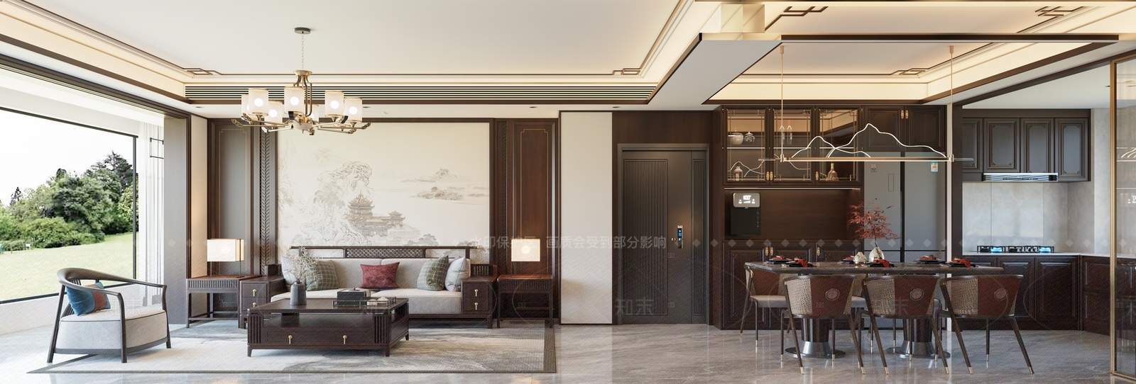 新中式客餐厅3D模型下载【ID:1215193094】