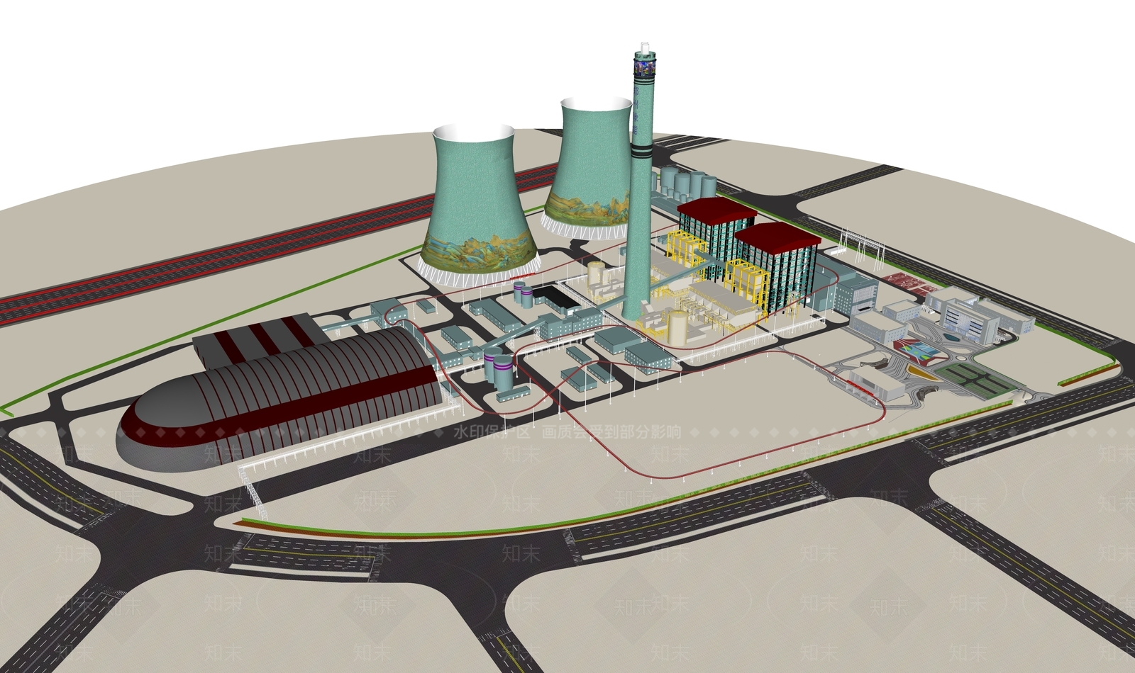 现代发电厂SU模型下载【ID:1201158983】