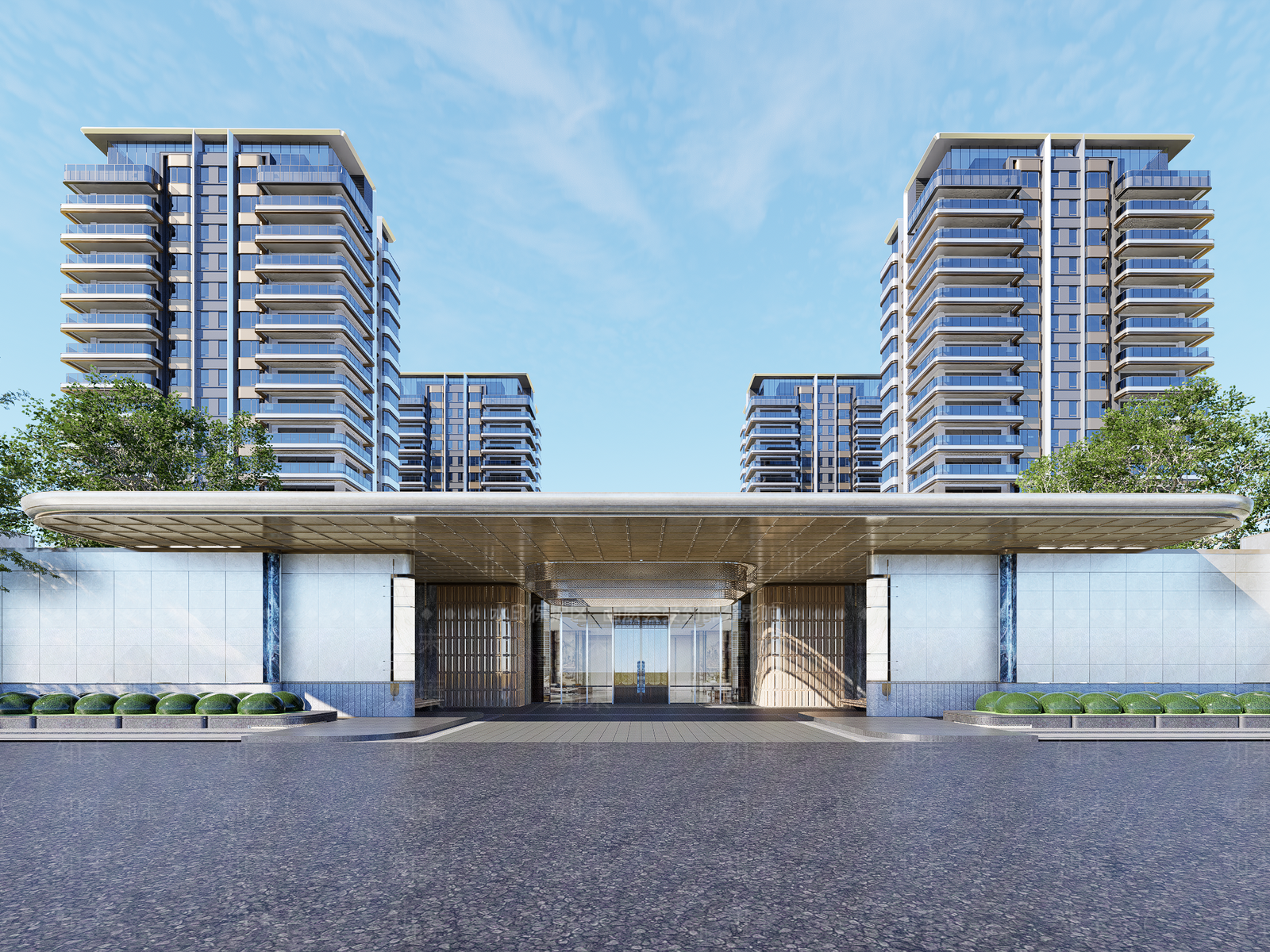 现代新中式售楼处建筑SU模型下载【ID:1201158932】