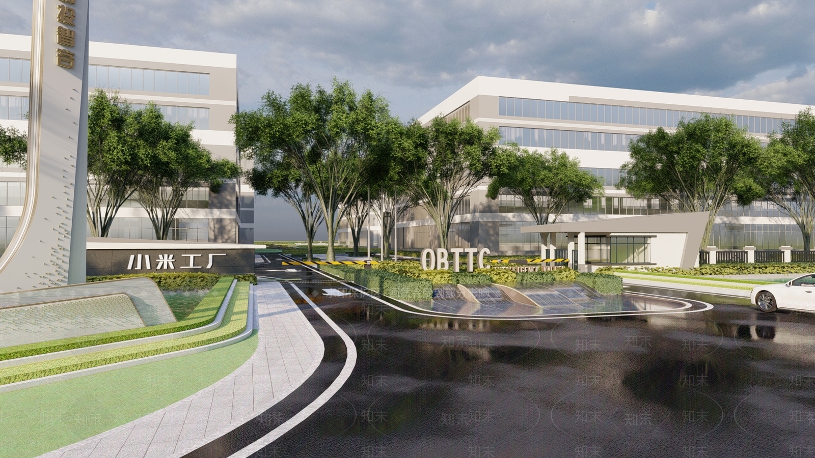 现代新中式办公园区景观SU模型下载【ID:1201159076】