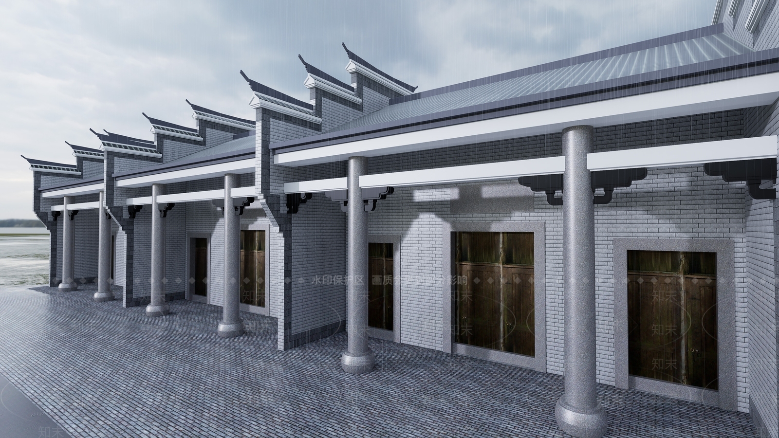新中式古建筑SU模型下载【ID:1201159044】