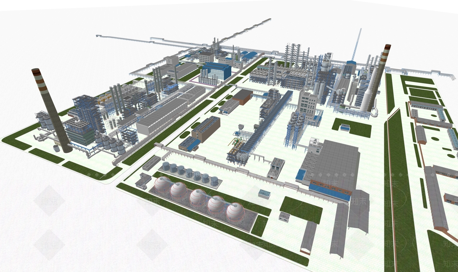 现代发电厂SU模型下载【ID:1201159453】