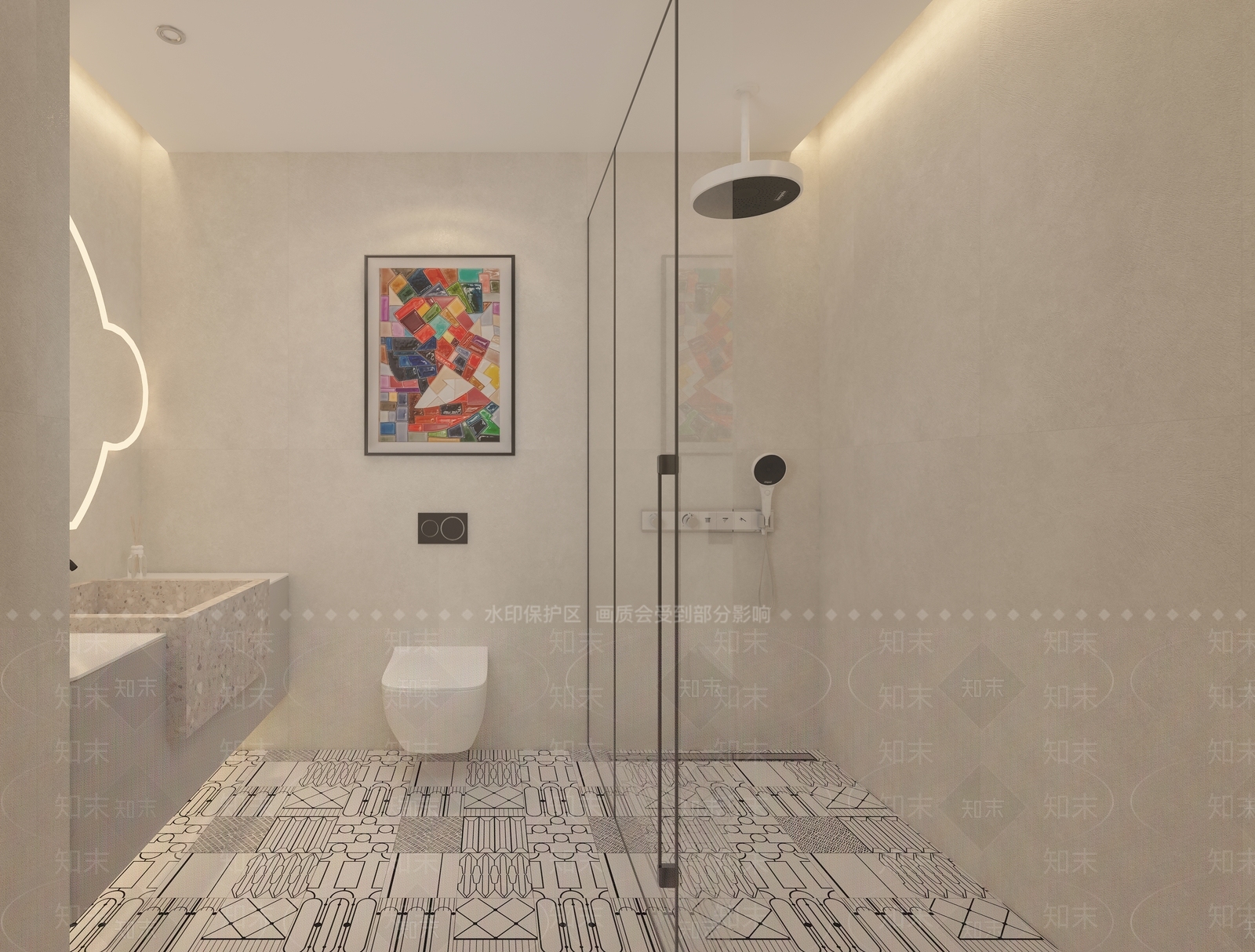 现代奶油卫生间3D模型下载【ID:1201162713】