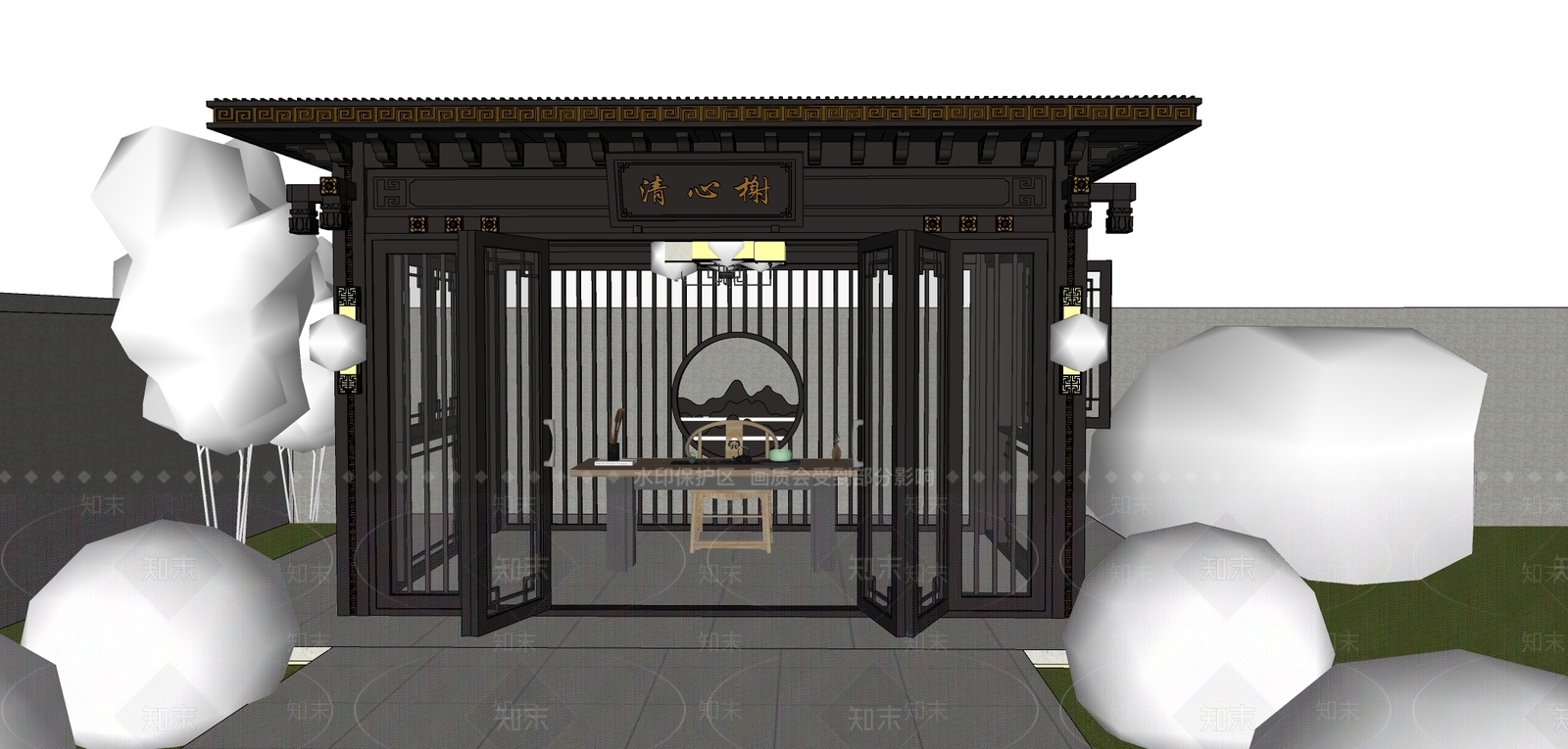 新中式中式亭子SU模型下载【ID:1201164054】
