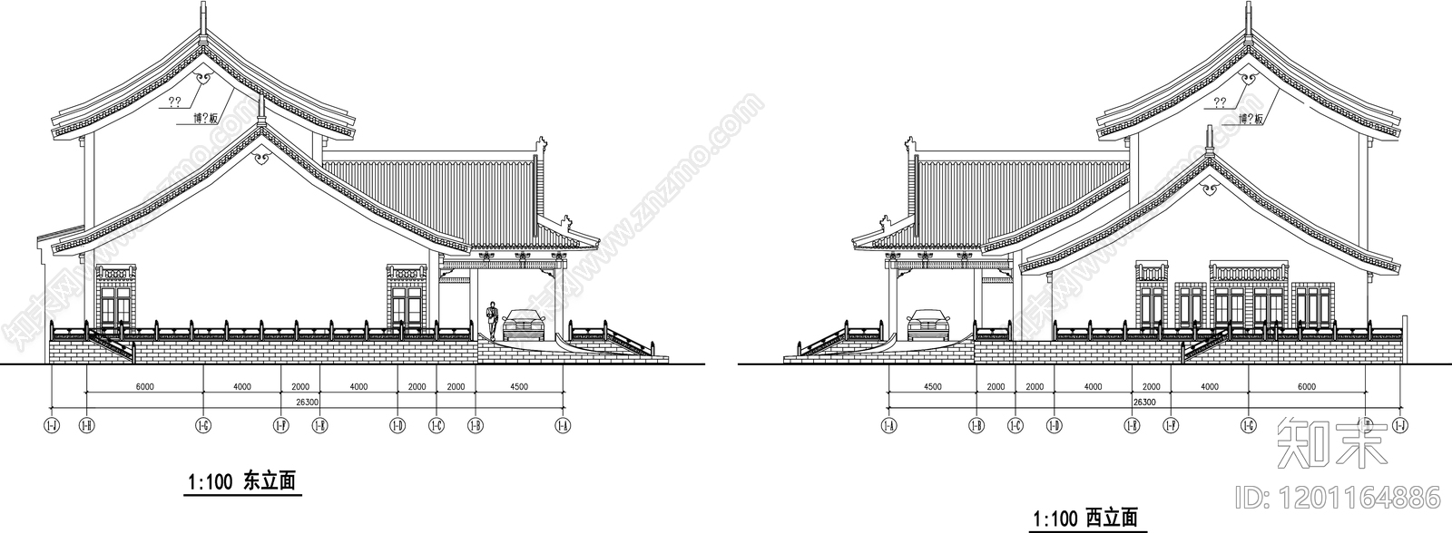 仿古建筑cad施工图下载【ID:1201164886】