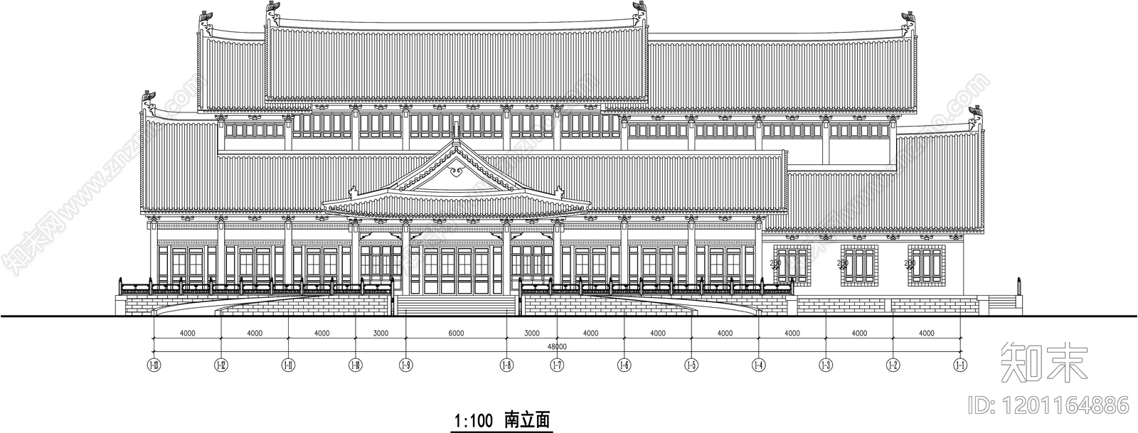 仿古建筑cad施工图下载【ID:1201164886】