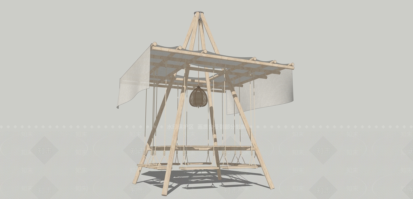 现代原木游乐设施SU模型下载【ID:1201165938】