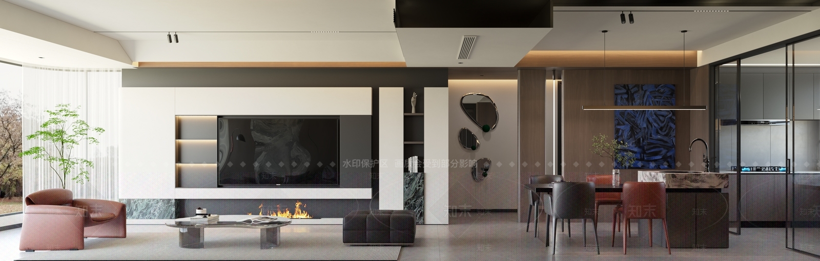 现代客餐厅3D模型下载【ID:1215193134】