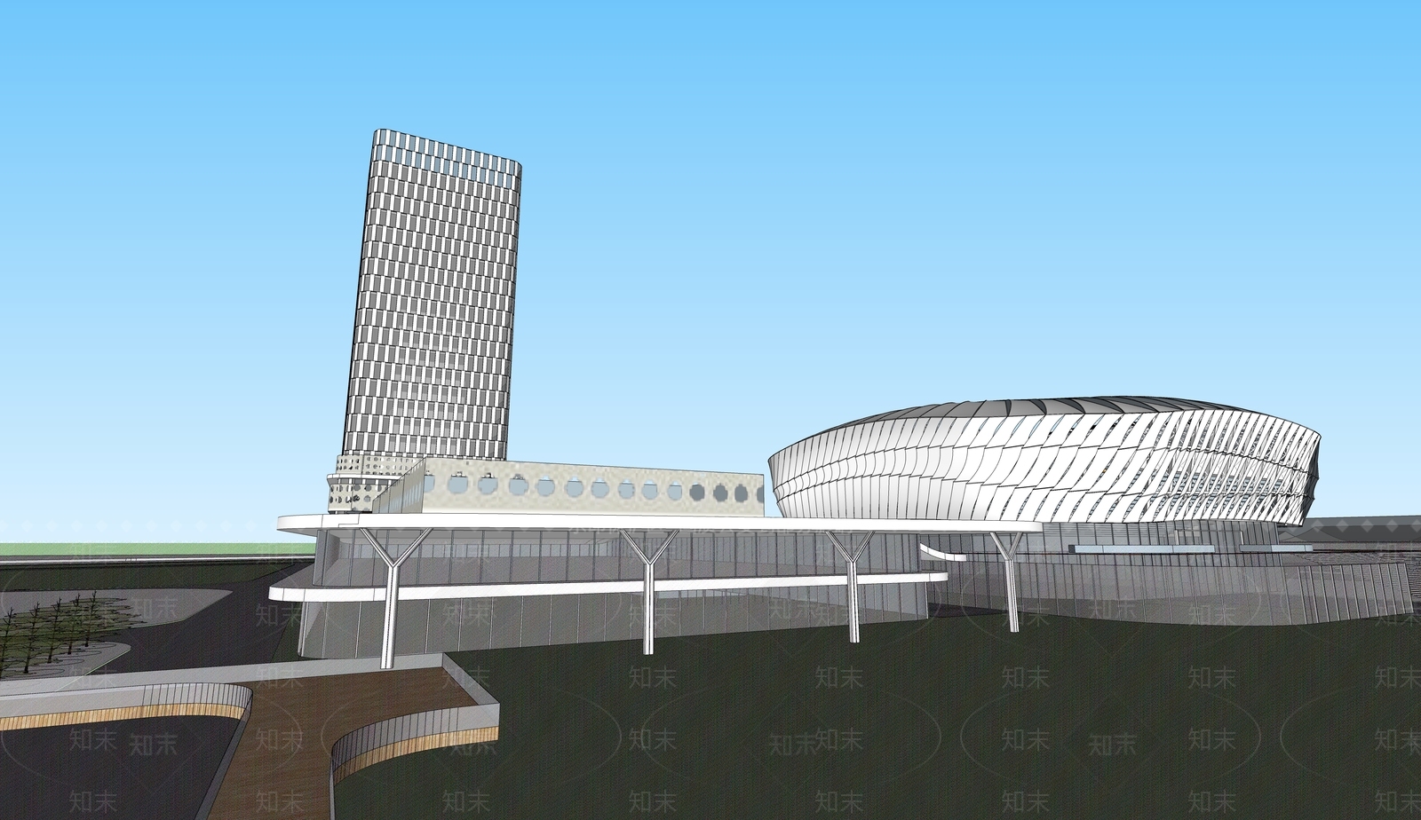现代体育建筑SU模型下载【ID:1201169910】