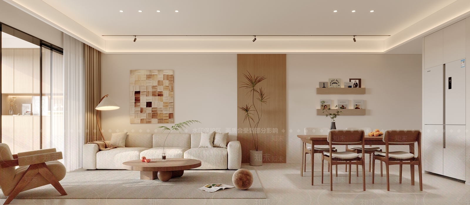 现代原木家居客厅3D模型下载【ID:1201170531】