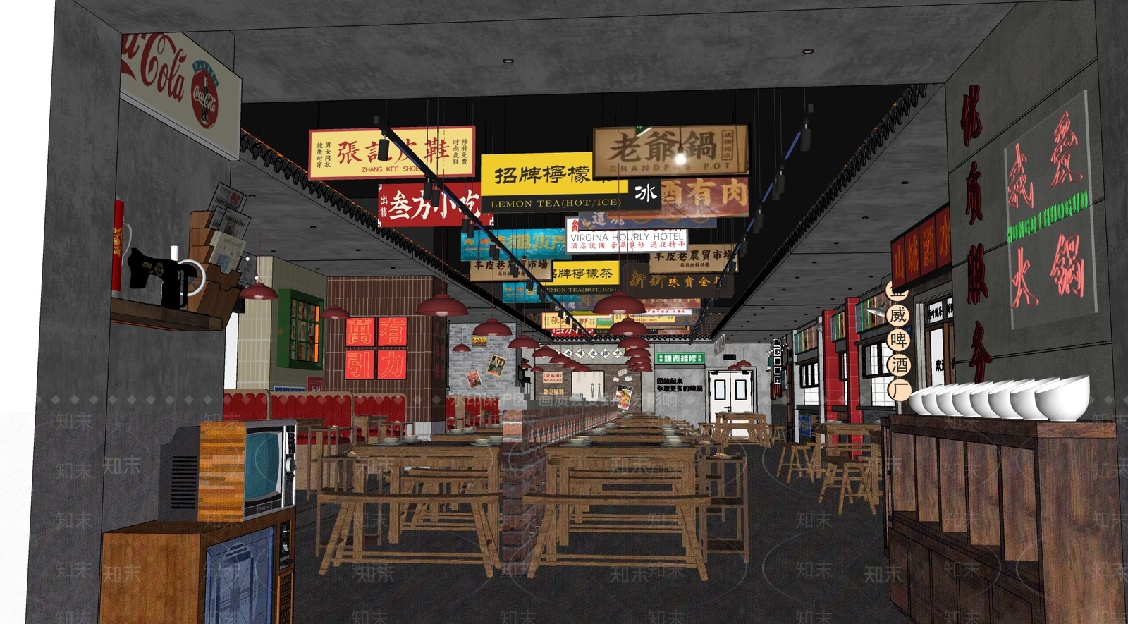 复古火锅店SU模型下载【ID:1201173062】