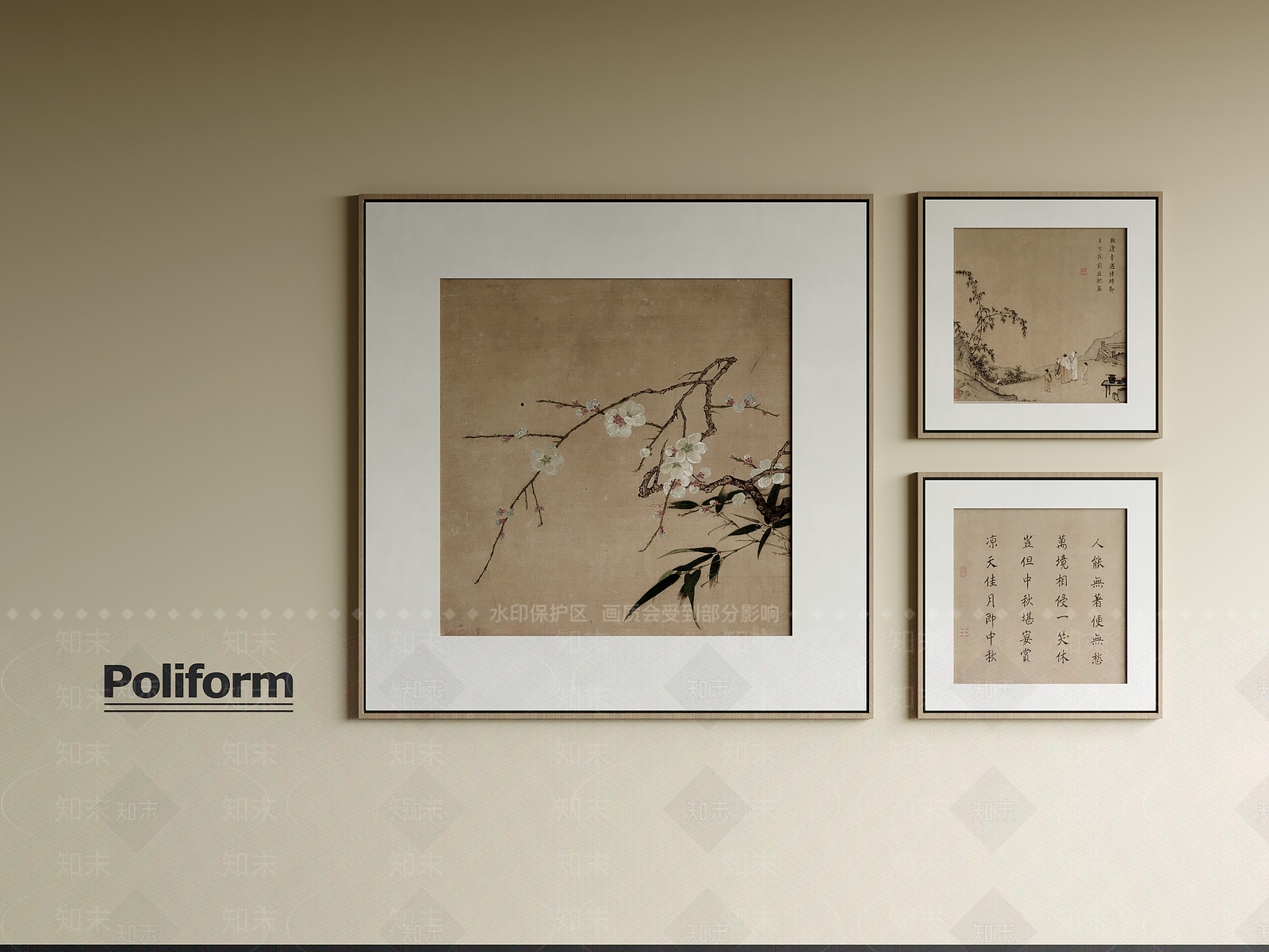 现代新中式挂画3D模型下载【ID:1201174041】