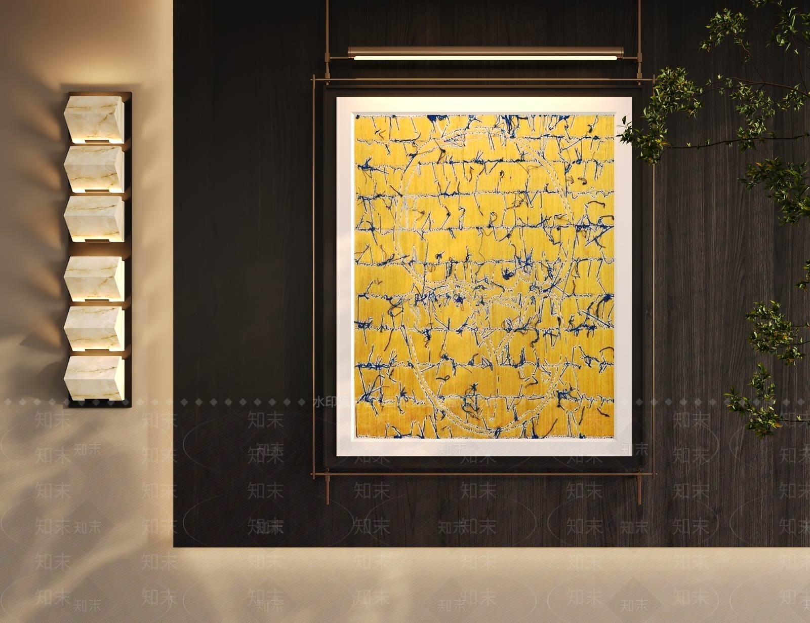 中式极简挂画3D模型下载【ID:1201175640】