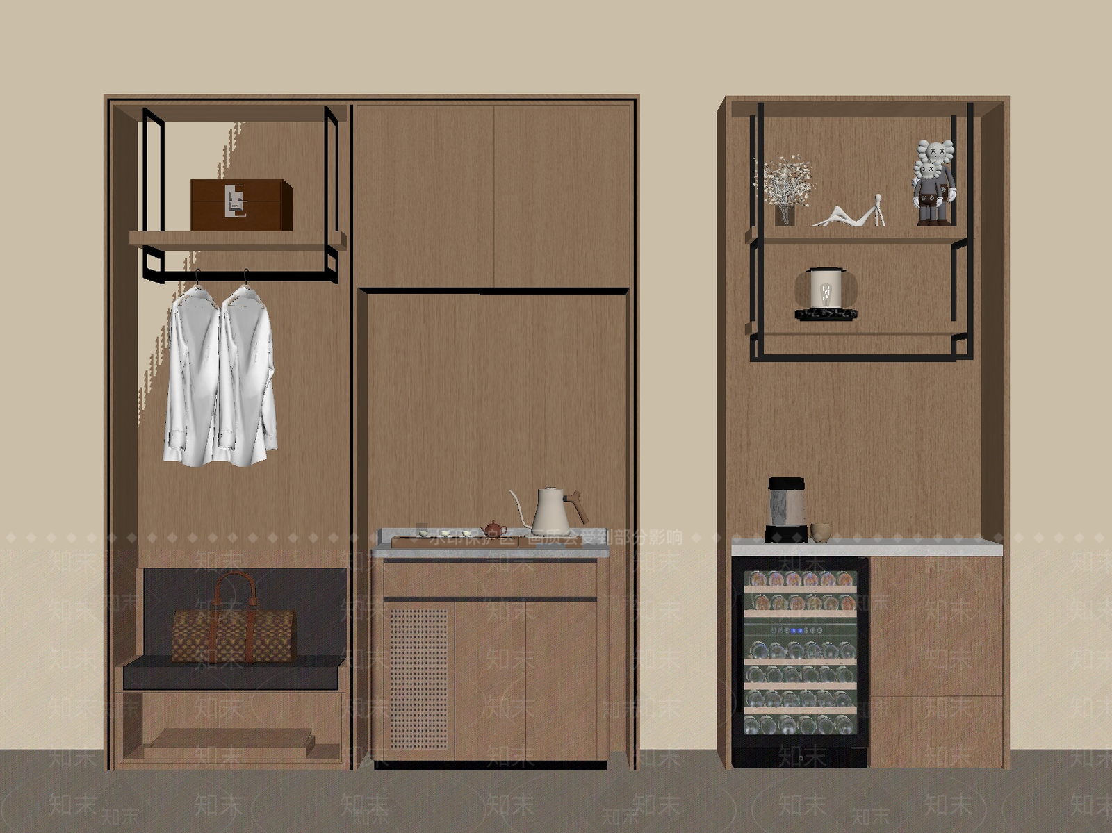 现代衣柜SU模型下载【ID:1201176671】