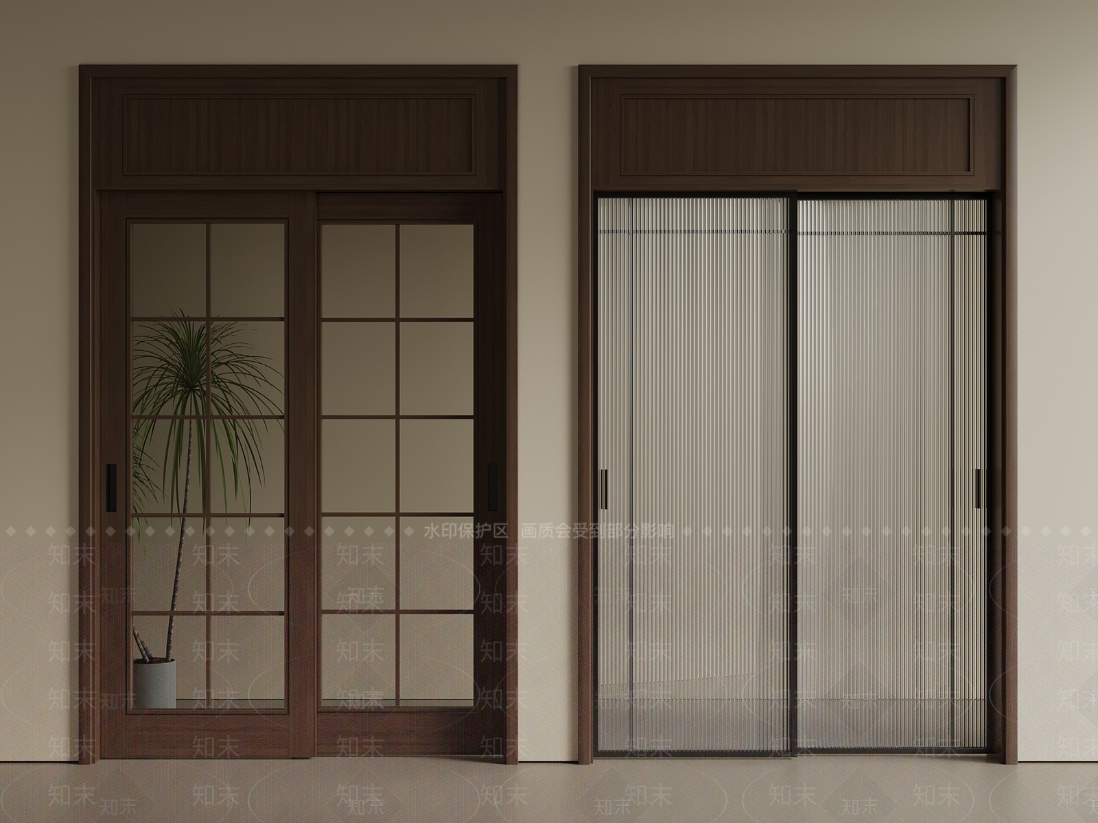 中古新中式推拉门SU模型下载【ID:1201178483】