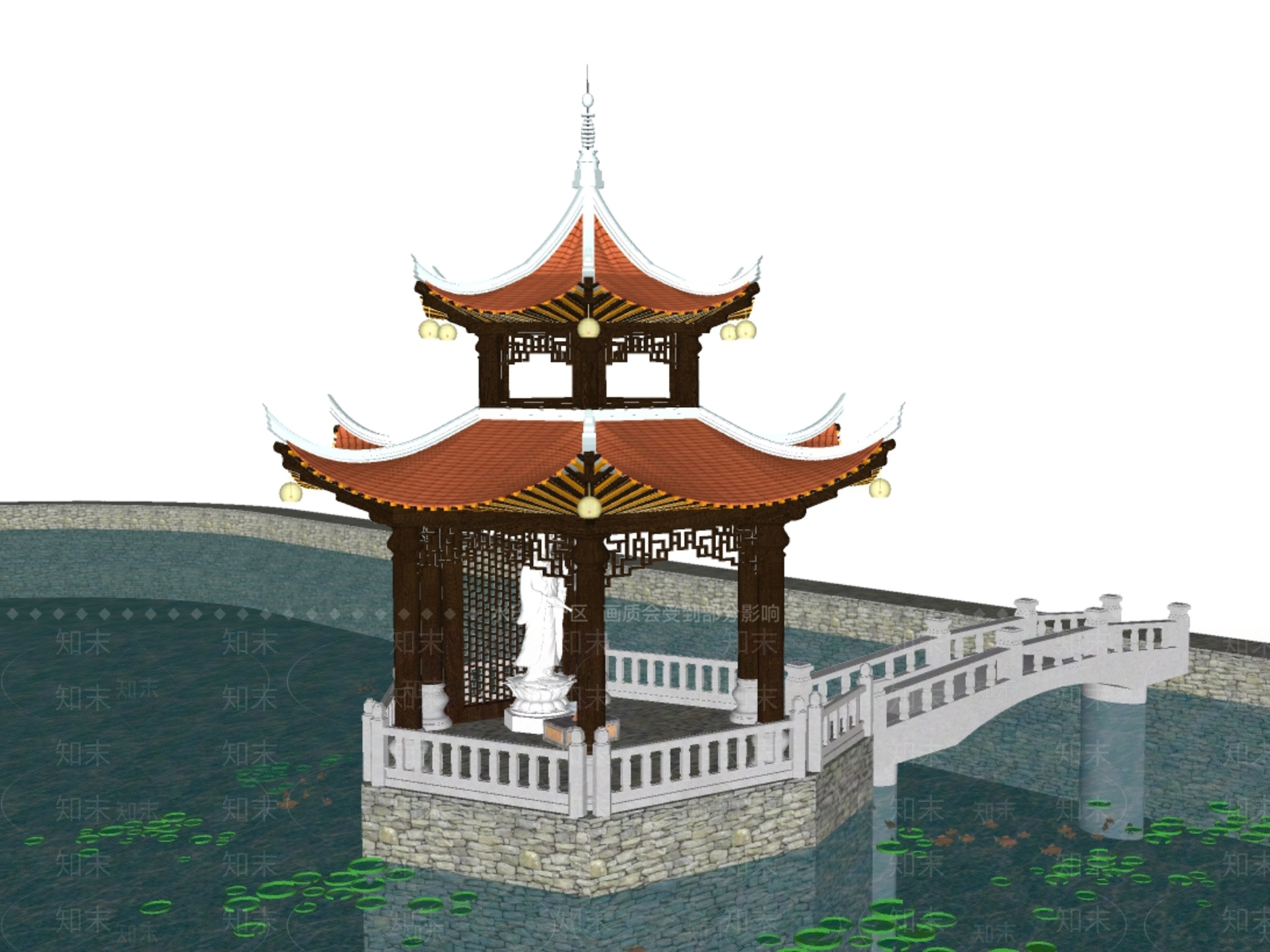 中式新中式景观桥SU模型下载【ID:1201179284】