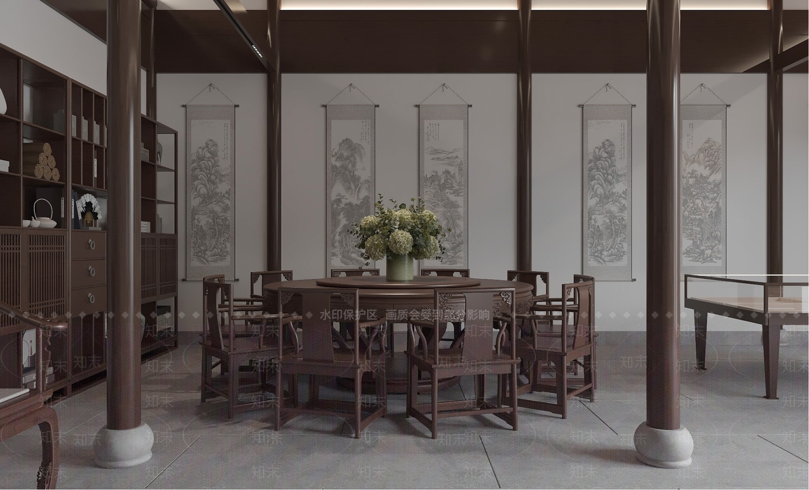 新中式中式售楼处3D模型下载【ID:1201179548】