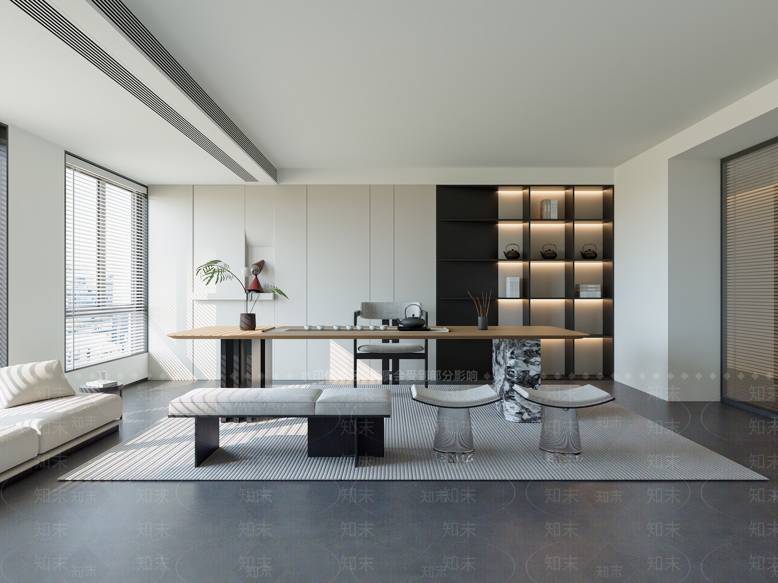 现代简约茶室3D模型下载【ID:1201180771】