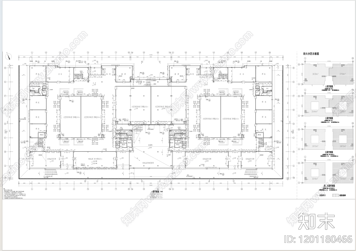 现代办公楼建筑cad施工图下载【ID:1201180466】