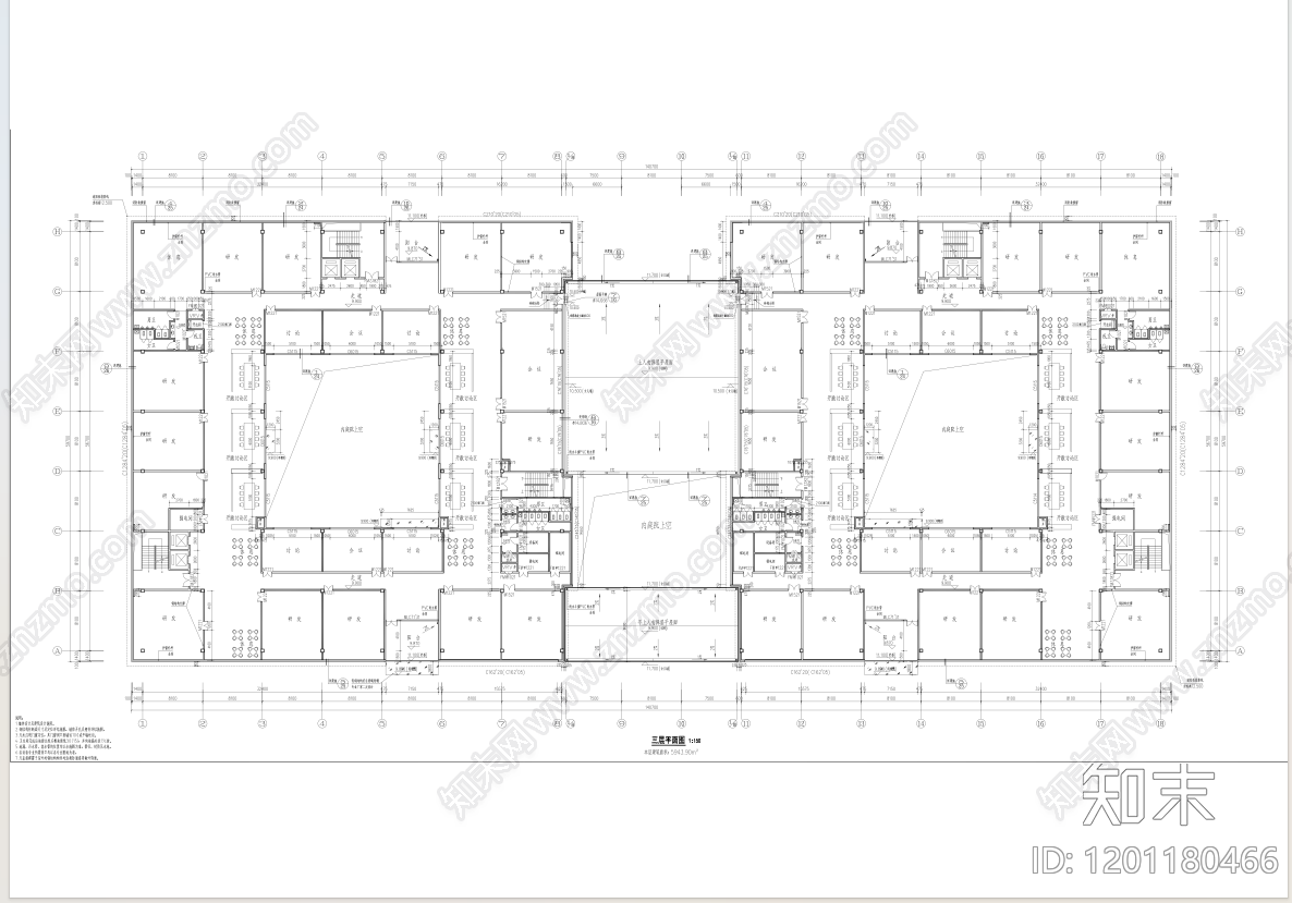 现代办公楼建筑cad施工图下载【ID:1201180466】