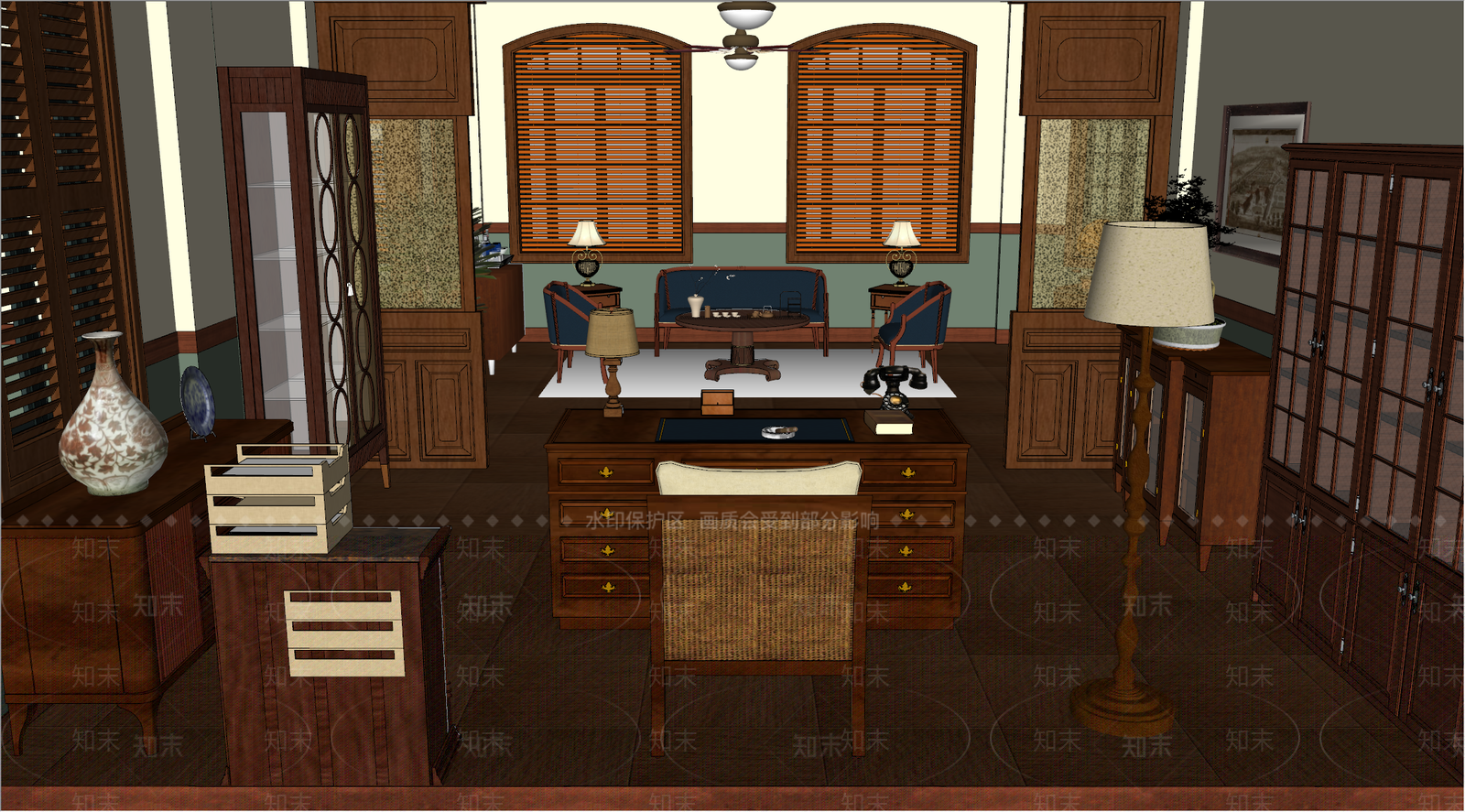 中式新中式办公室SU模型下载【ID:1201182597】