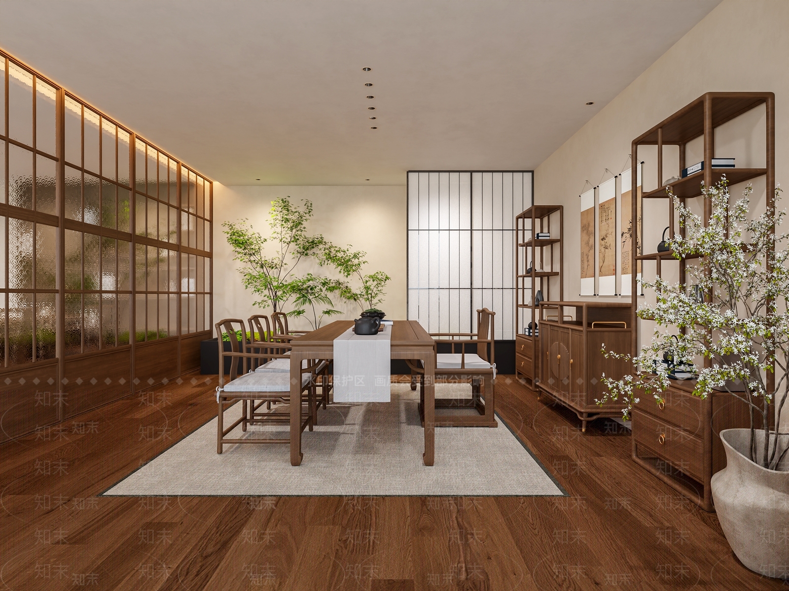 新中式侘寂茶室3D模型下载【ID:1201183927】