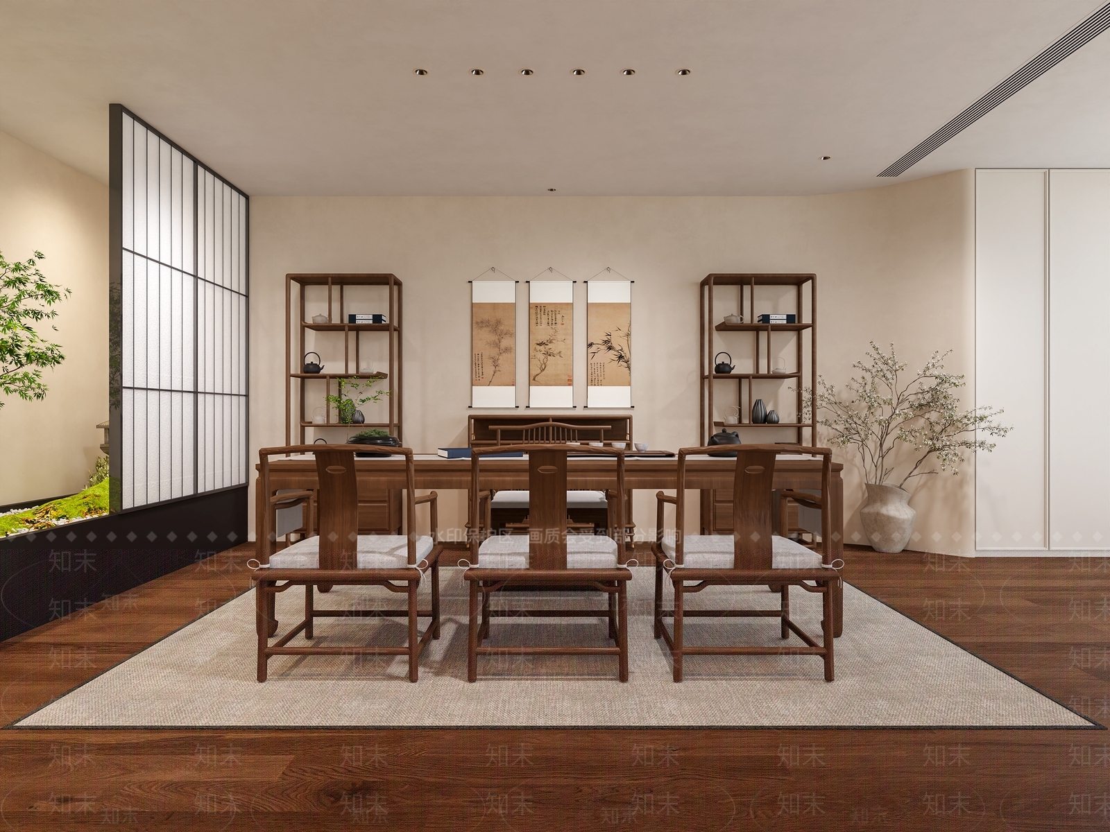 新中式中式茶室3D模型下载【ID:1201184056】