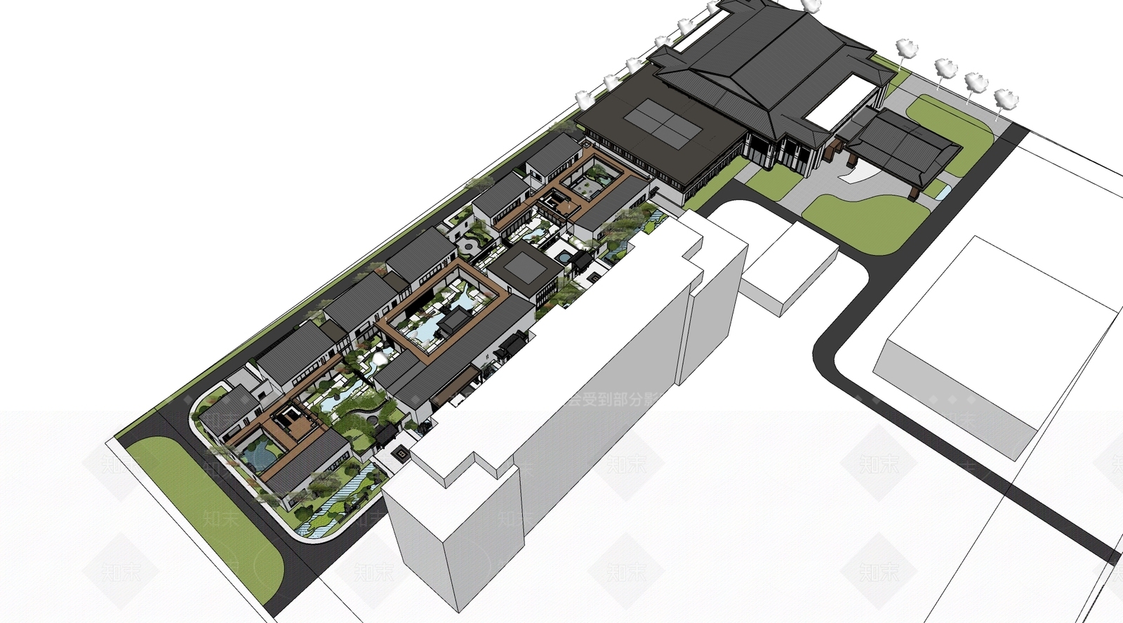 中式民宿建筑SU模型下载【ID:1201193039】