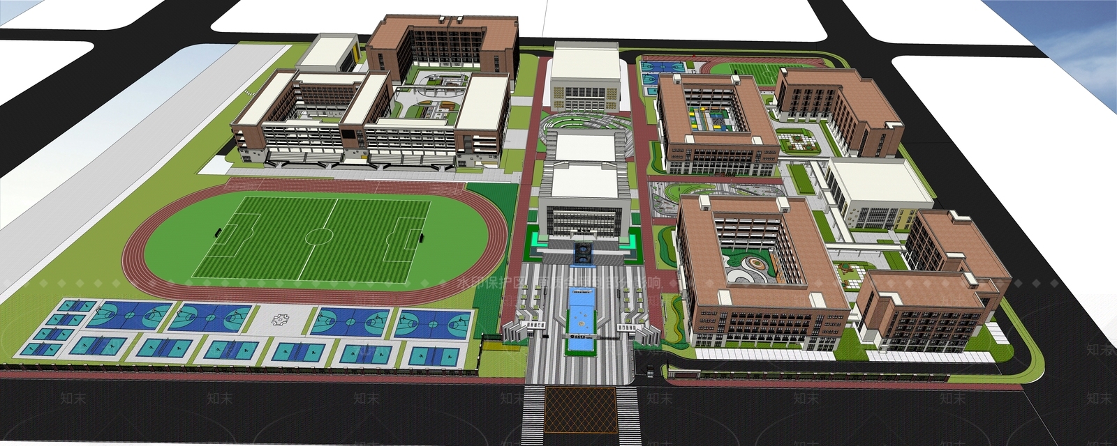 现代学校建筑SU模型下载【ID:1201192489】