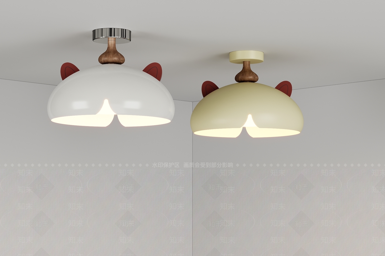 现代奶油吸顶灯3D模型下载【ID:1201192729】