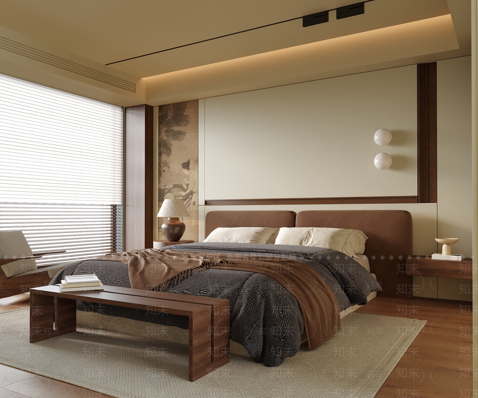 新中式复古家居卧室3D模型下载【ID:1201193365】