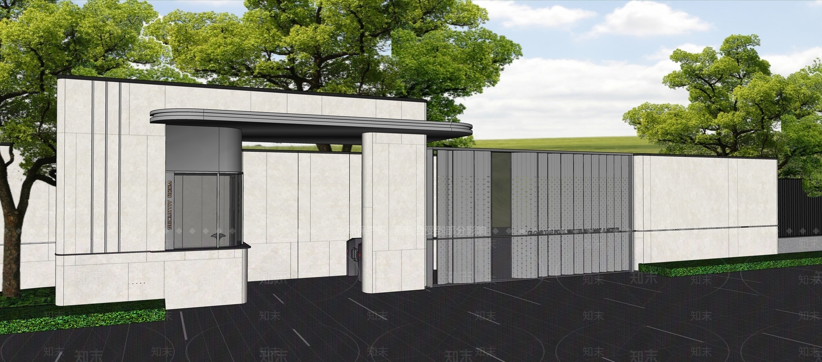 现代新中式入口大门SU模型下载【ID:1201194805】